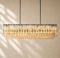 Chiaramn Glass Rectangular Chandelier - Lacquered Burnished Brass / Clear / 54’’
