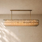 Chiaramn Glass Rectangular Chandelier - Lacquered Burnished Brass / Clear / 74’’