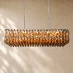 Chiaramn Glass Rectangular Chandelier - Satin Nickel / Smoke / 54’’