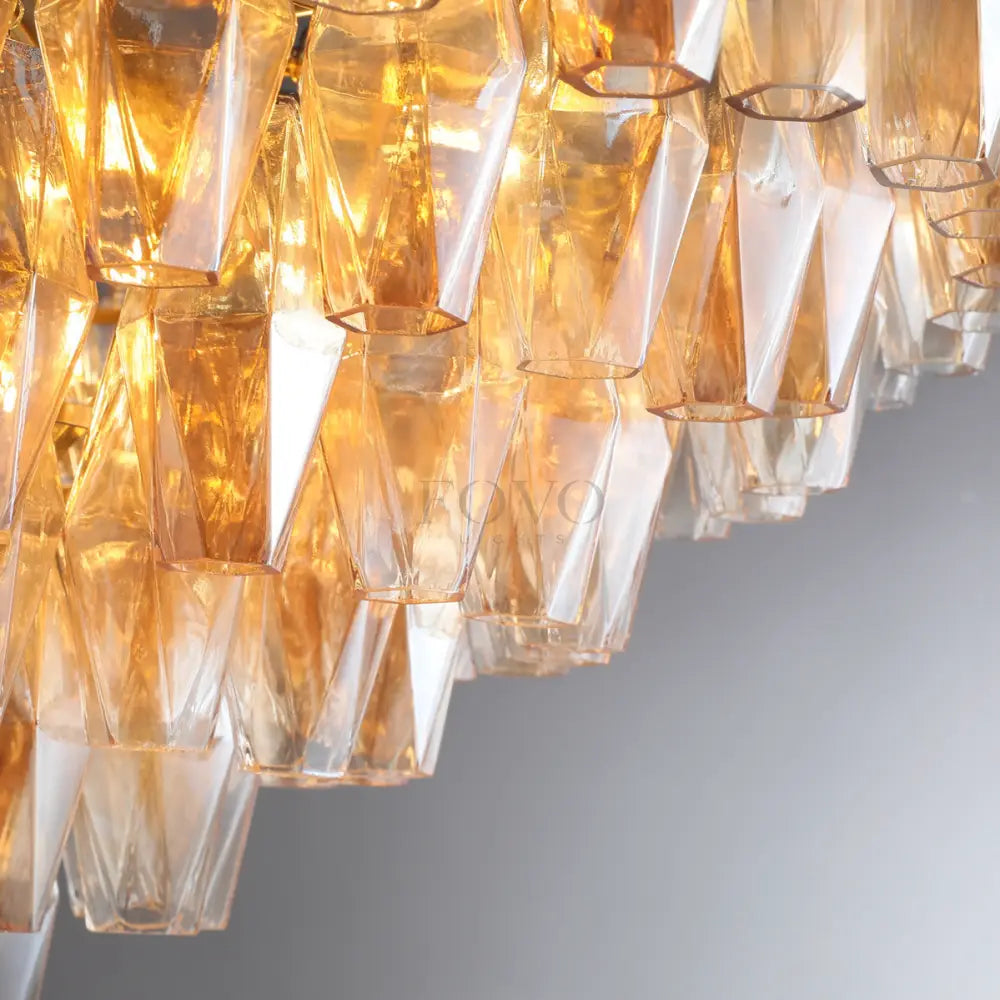 Cyra Glass Tiered Round Chandelier