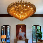 Cyra Glass Tiered Round Chandelier