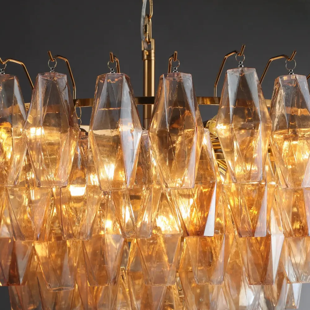 Cyra Glass Tiered Round Chandelier