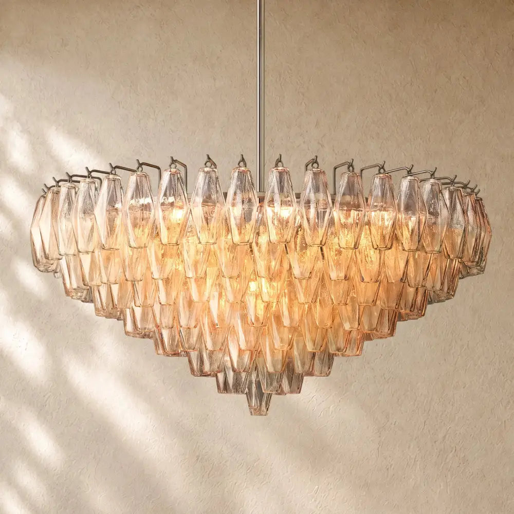 Chiaramn Glass Tiered Round Chandelier - Clear / 37’’ / Nickel