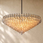 Chiaramn Glass Tiered Round Chandelier - Clear / 47’’ / Matte Black
