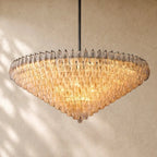 Chiaramn Glass Tiered Round Chandelier - Clear / 62’’ / Matte Black