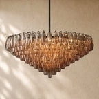 Chiaramn Glass Tiered Round Chandelier - Smoke / 47’’ / Matte Black