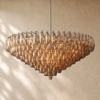 Chiaramn Glass Tiered Round Chandelier - Smoke / 47’’ / Nickel