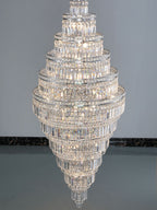 Chrome Extra Large Crystal Chandelier for Foyer Staircase Living Room Entrance Ceiling Light Fixture In Silver - fovolighting