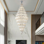 Chrome Extra Large Crystal Chandelier for Foyer Staircase Living Room Entrance Ceiling Light Fixture In Silver - fovolighting
