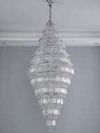 Chrome Extra Large Crystal Chandelier for Foyer Staircase Living Room Entrance Ceiling Light Fixture In Silver - fovolighting