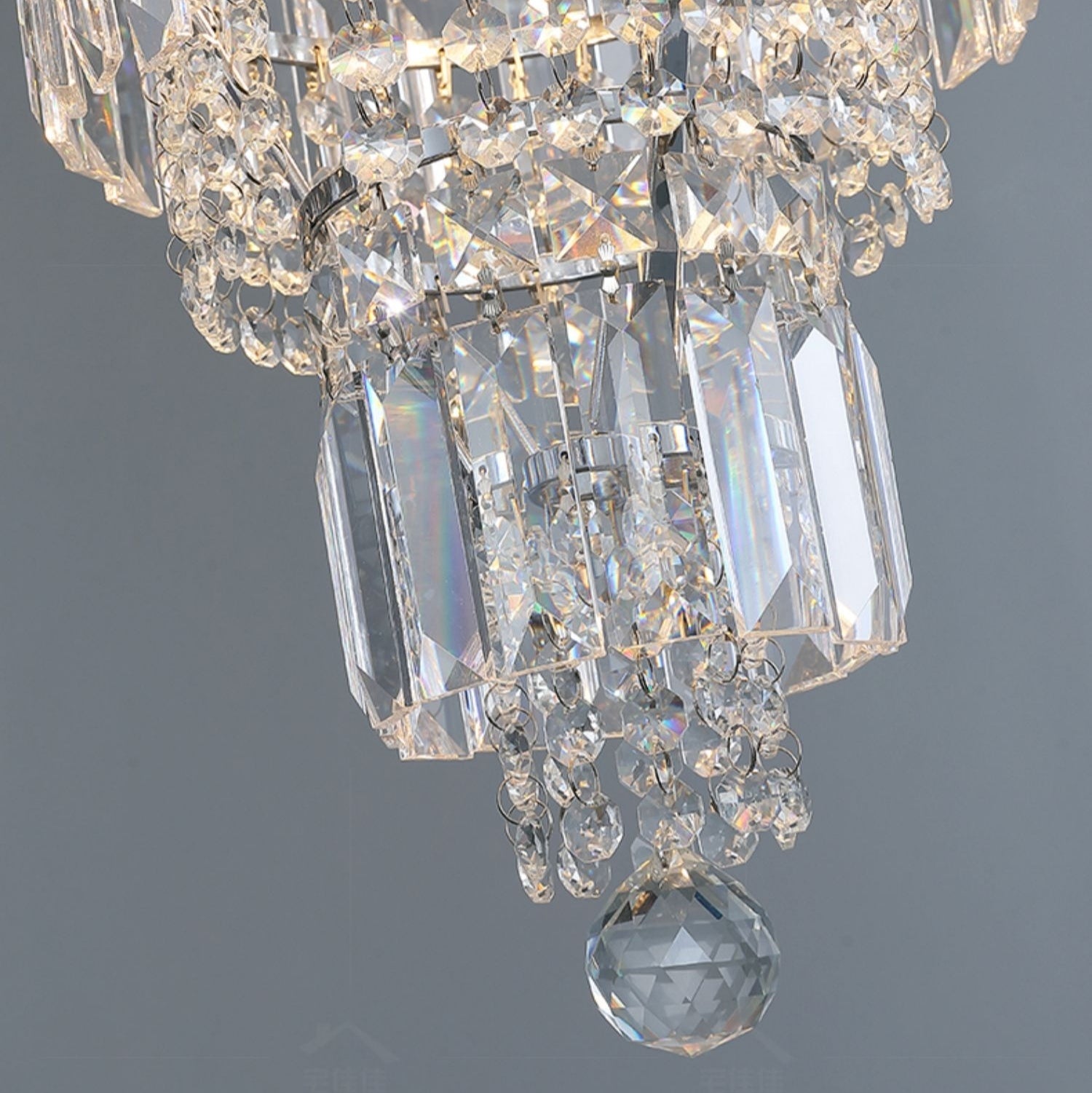 Chrome Extra Large Crystal Chandelier for Foyer Staircase Living Room Entrance Ceiling Light Fixture In Silver - fovolighting