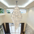 Chrome Extra Large Crystal Chandelier for Foyer Staircase Living Room Entrance Ceiling Light Fixture In Silver - fovolighting