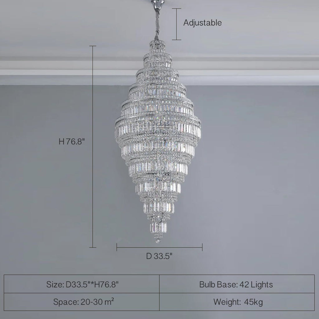 Chrome Extra Large Crystal Chandelier for Foyer Staircase Living Room Entrance Ceiling Light Fixture In Silver - fovolighting