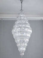 Chrome Extra Large Crystal Chandelier for Foyer Staircase Living Room Entrance Ceiling Light Fixture In Silver - fovolighting
