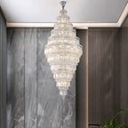 Chrome Extra Large Crystal Chandelier for Foyer Staircase Living Room Entrance Ceiling Light Fixture In Silver - fovolighting