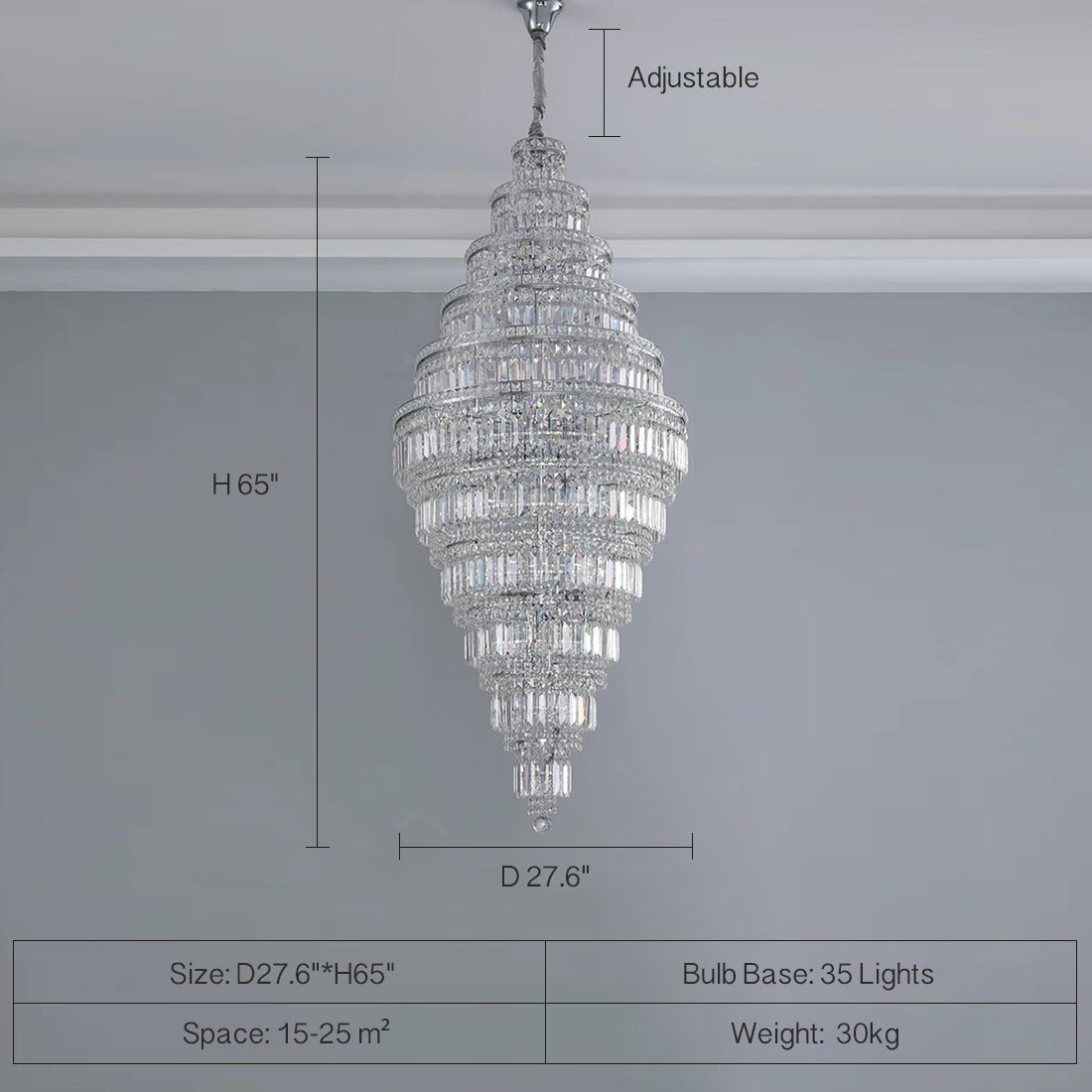 Chrome Extra Large Crystal Chandelier for Foyer Staircase Living Room Entrance Ceiling Light Fixture In Silver - fovolighting