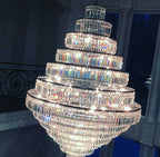 Chrome/ Silver/ Gold Extra Large Chandelier For Foyer Living Room Staircase Crystal Ceiling Lighting Fixture - fovolighting