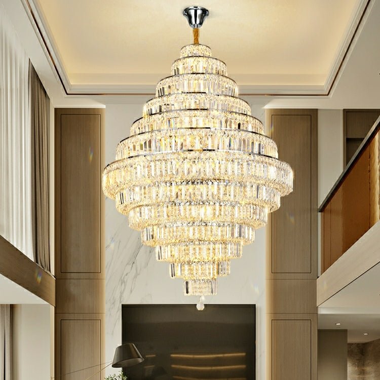 Chrome/ Silver/ Gold Extra Large Chandelier For Foyer Living Room Staircase Crystal Ceiling Lighting Fixture - fovolighting