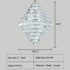 Chrome/ Silver/ Gold Extra Large Chandelier For Foyer Living Room Staircase Crystal Ceiling Lighting Fixture - fovolighting