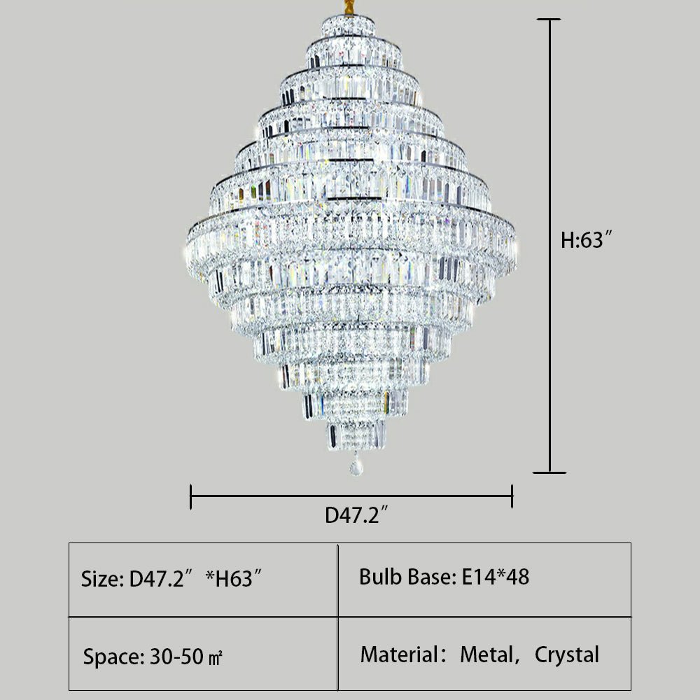 Chrome/ Silver/ Gold Extra Large Chandelier For Foyer Living Room Staircase Crystal Ceiling Lighting Fixture - fovolighting