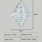 Chrome/ Silver/ Gold Extra Large Chandelier For Foyer Living Room Staircase Crystal Ceiling Lighting Fixture - fovolighting