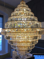 Chrome/ Silver/ Gold Extra Large Chandelier For Foyer Living Room Staircase Crystal Ceiling Lighting Fixture - fovolighting