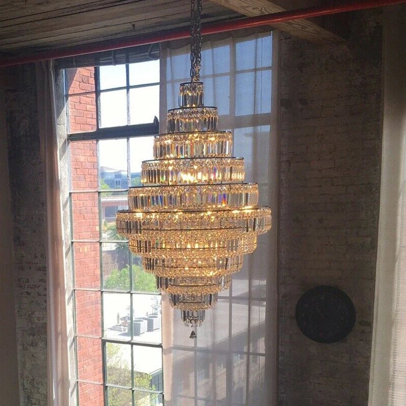 Chrome/ Silver/ Gold Extra Large Chandelier For Foyer Living Room Staircase Crystal Ceiling Lighting Fixture - fovolighting