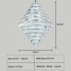 Chrome/ Silver/ Gold Extra Large Chandelier For Foyer Living Room Staircase Crystal Ceiling Lighting Fixture - fovolighting