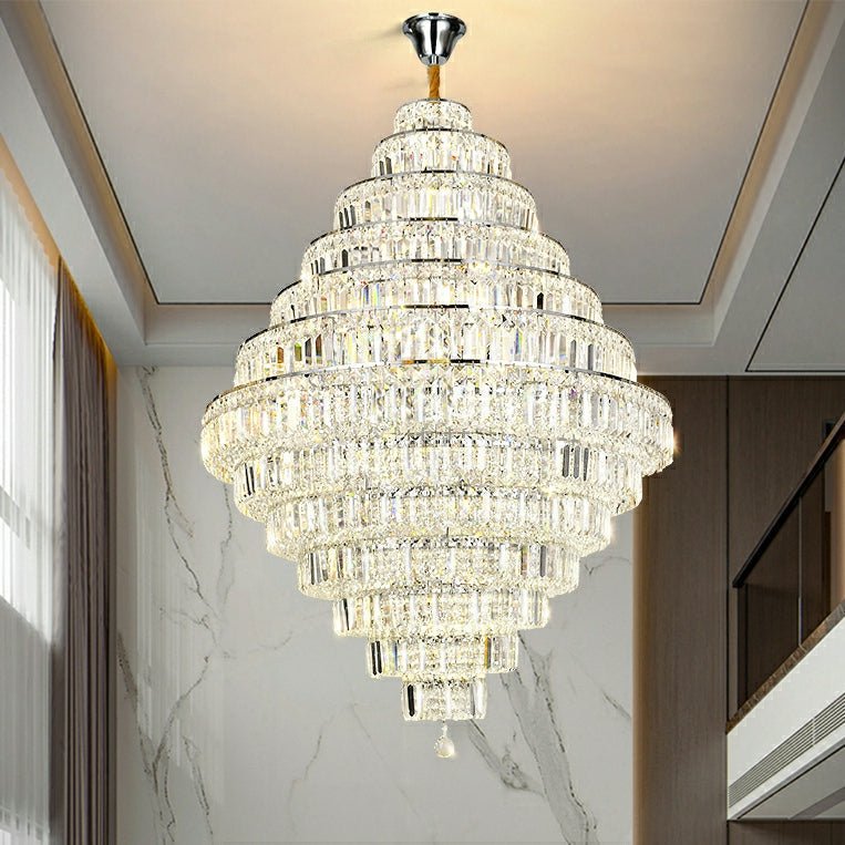 Chrome/ Silver/ Gold Extra Large Chandelier For Foyer Living Room Staircase Crystal Ceiling Lighting Fixture - fovolighting