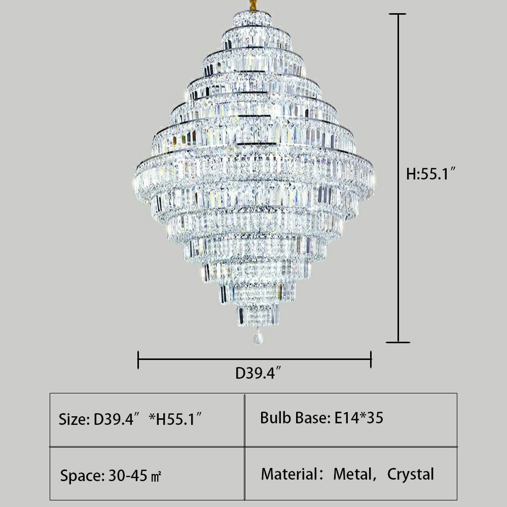 Chrome/ Silver/ Gold Extra Large Chandelier For Foyer Living Room Staircase Crystal Ceiling Lighting Fixture - fovolighting