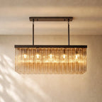 Ciello Rectangular Chandelier - Polished Stainless Steel / 54’’