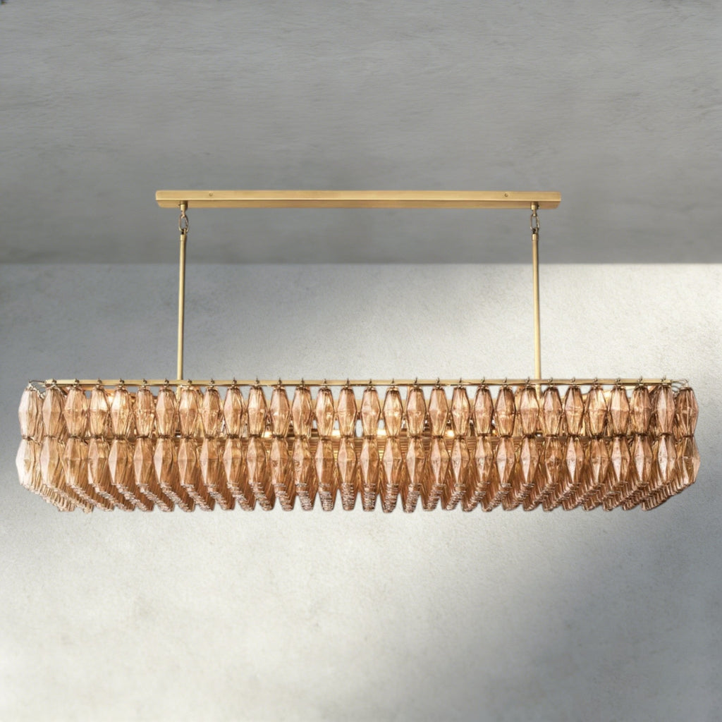 CIHELA CLEAR/ SMOKE GLASS RECTANGULAR CHANDELIER 54", 74" - fovolighting