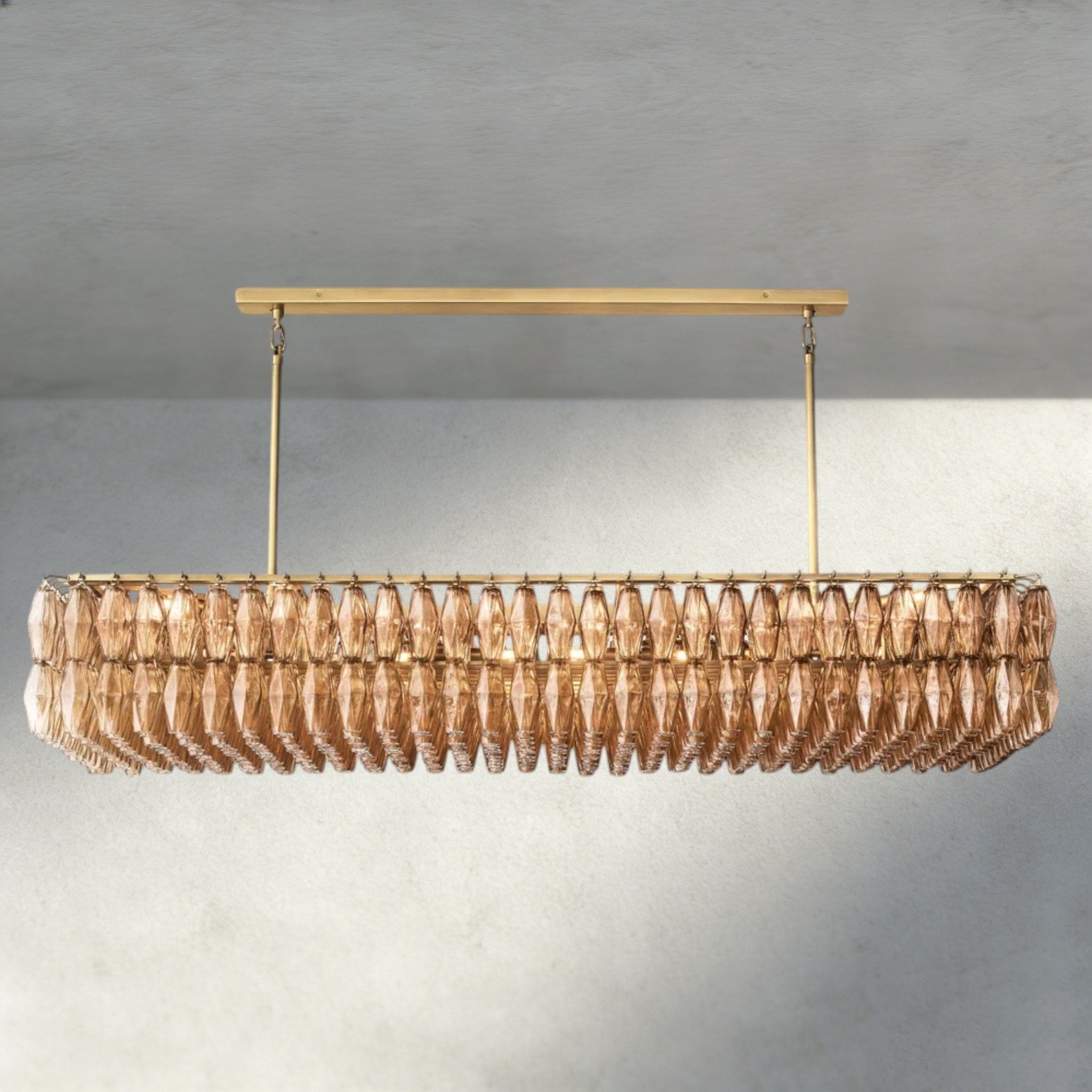 CIHELA CLEAR/ SMOKE GLASS RECTANGULAR CHANDELIER 54", 74" - fovolighting