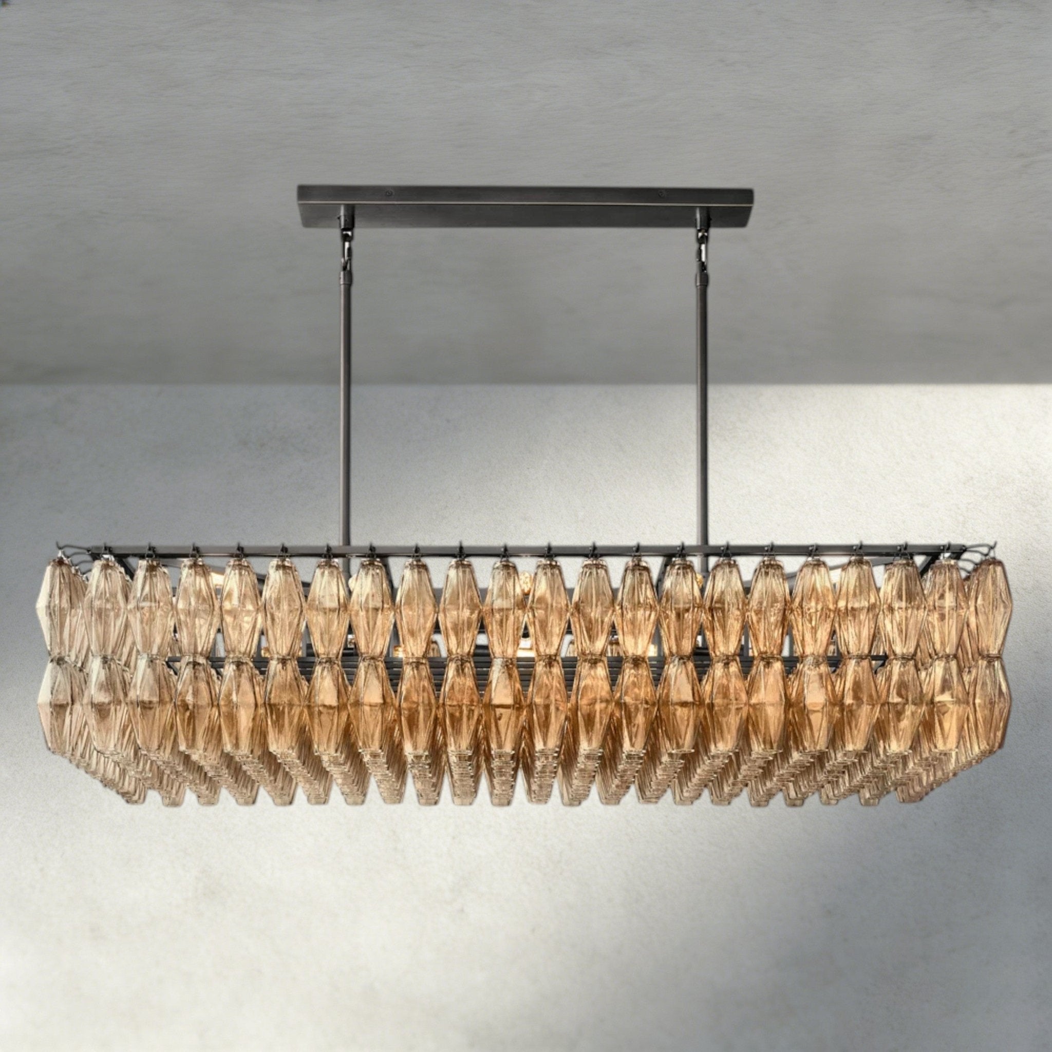 CIHELA CLEAR/ SMOKE GLASS RECTANGULAR CHANDELIER 54", 74" - fovolighting