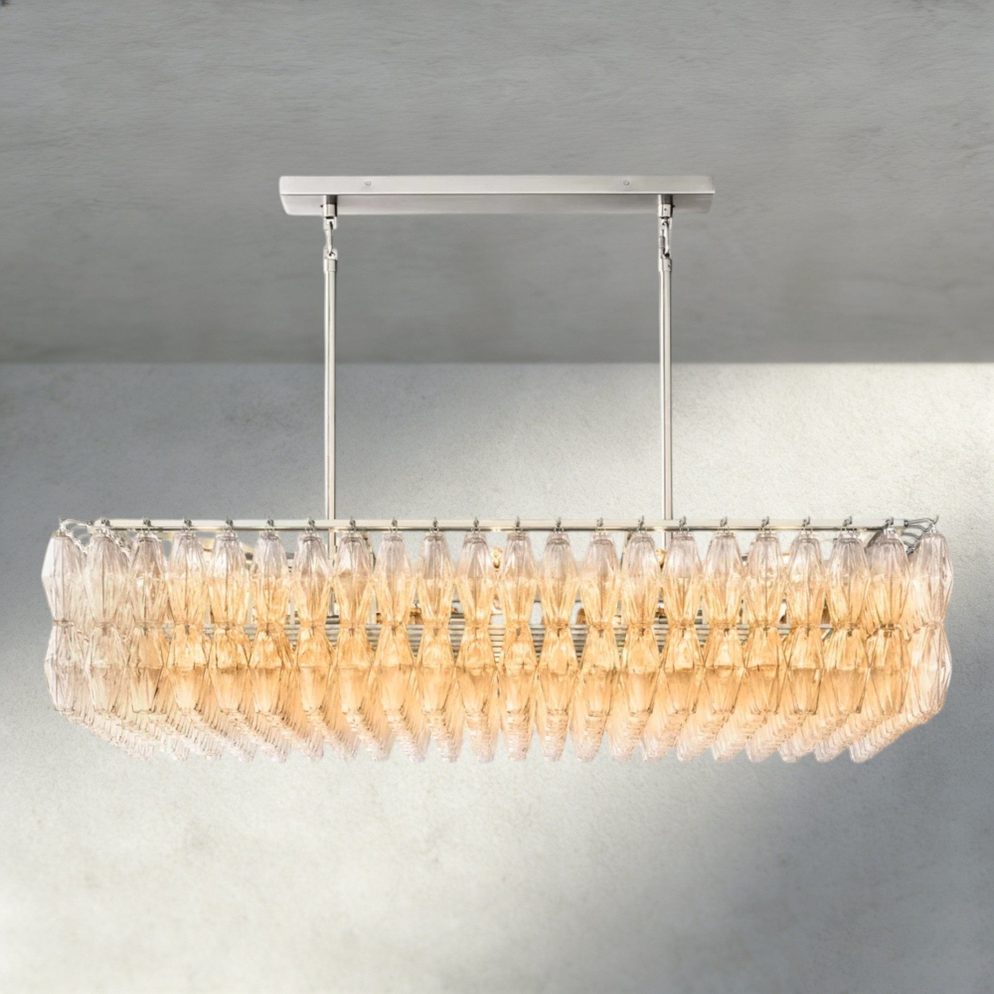 CIHELA CLEAR/ SMOKE GLASS RECTANGULAR CHANDELIER 54", 74" - fovolighting