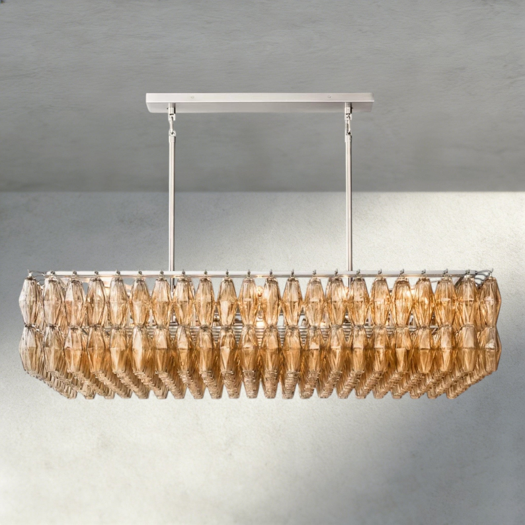 CIHELA CLEAR/ SMOKE GLASS RECTANGULAR CHANDELIER 54", 74" - fovolighting