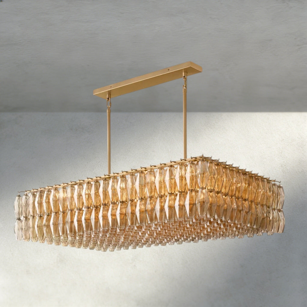 CIHELA CLEAR/ SMOKE GLASS RECTANGULAR CHANDELIER 54", 74" - fovolighting