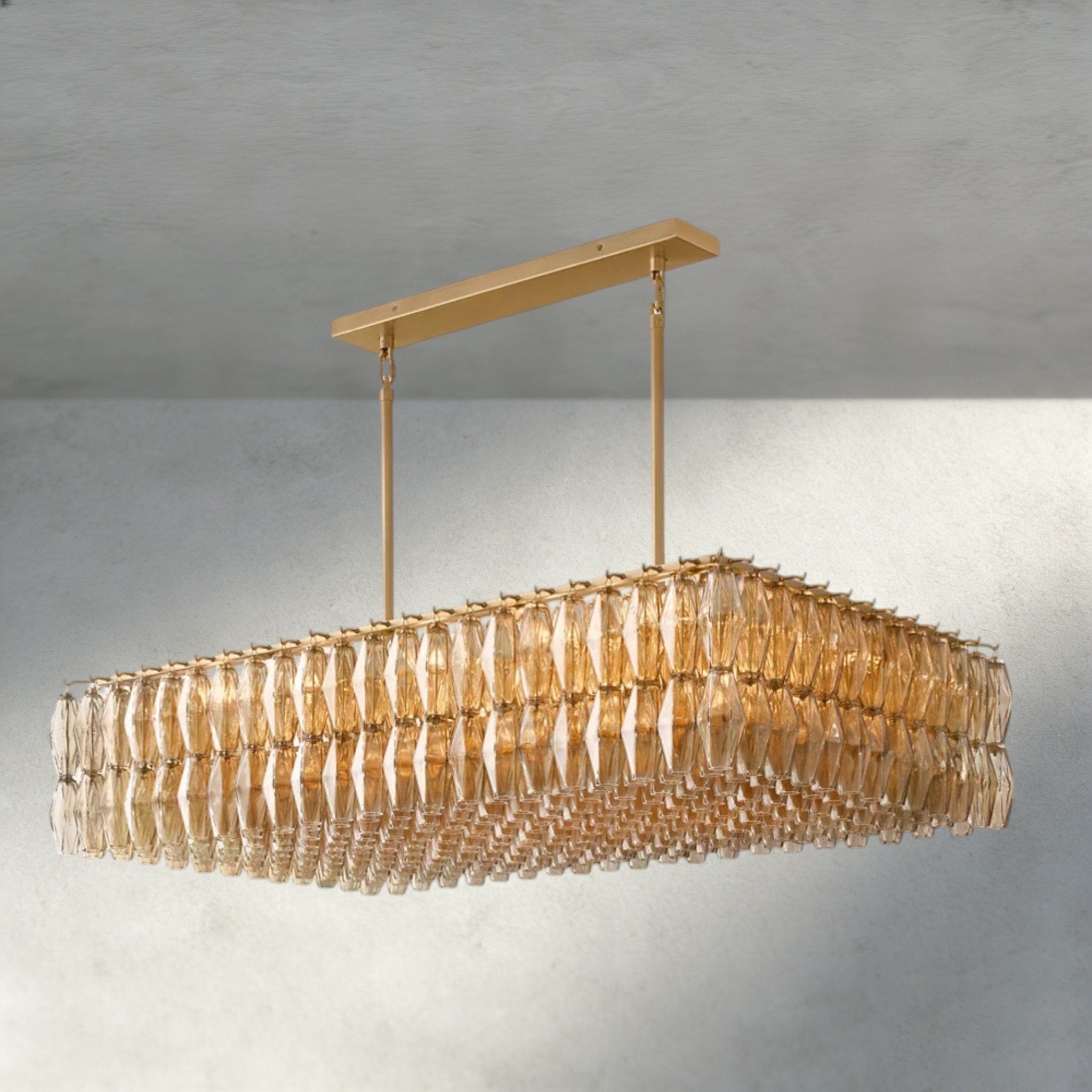 CIHELA CLEAR/ SMOKE GLASS RECTANGULAR CHANDELIER 54", 74" - fovolighting