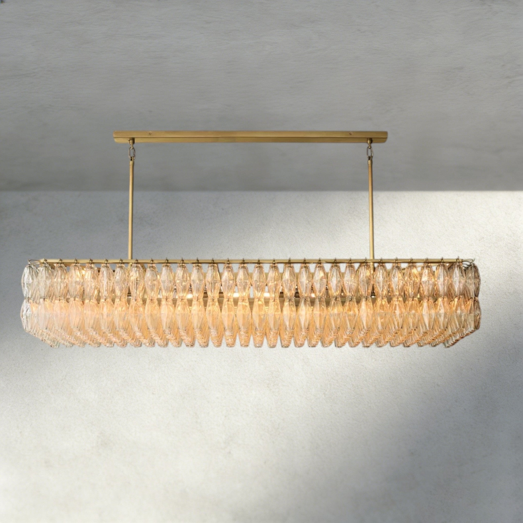 CIHELA CLEAR/ SMOKE GLASS RECTANGULAR CHANDELIER 54", 74" - fovolighting