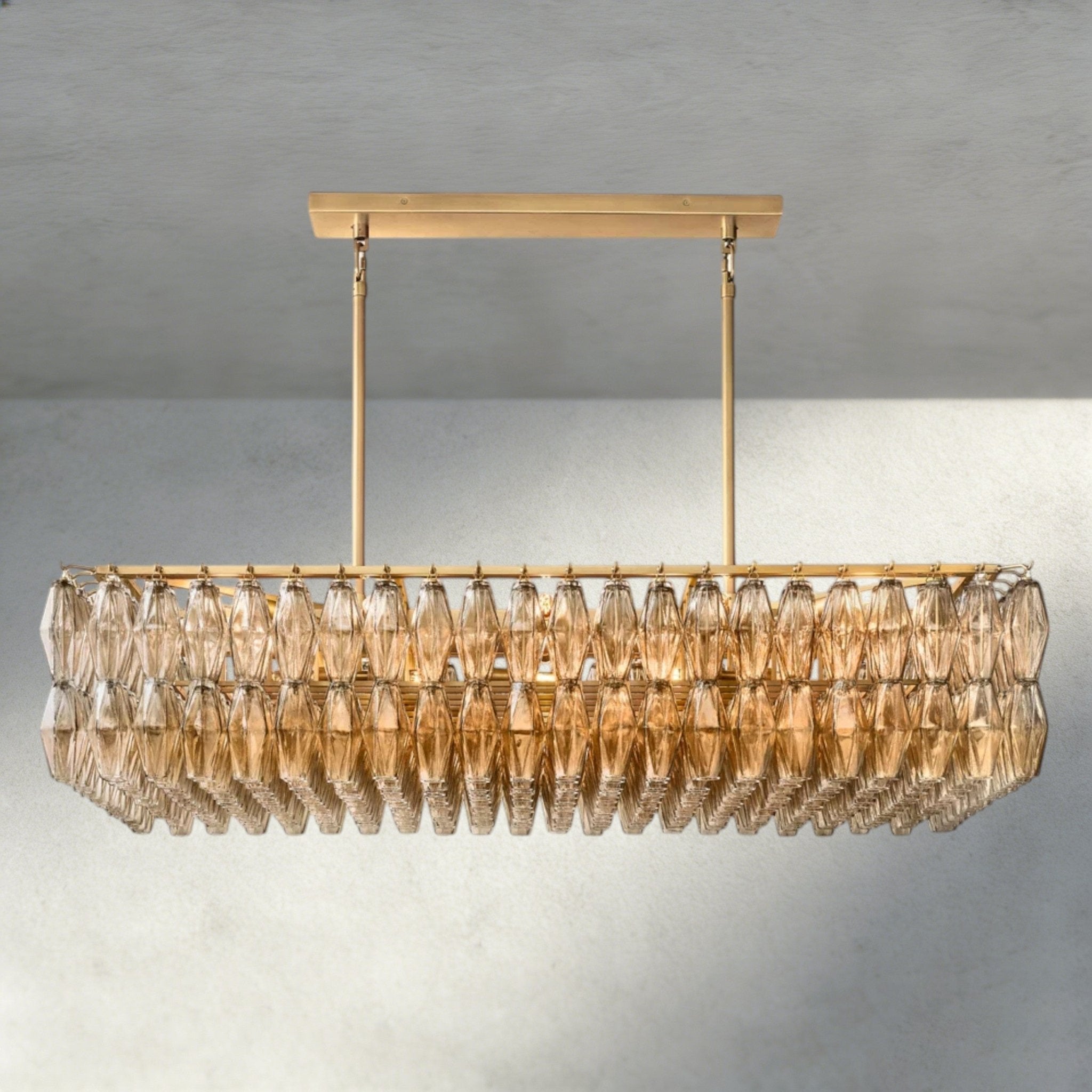 CIHELA CLEAR/ SMOKE GLASS RECTANGULAR CHANDELIER 54", 74" - fovolighting
