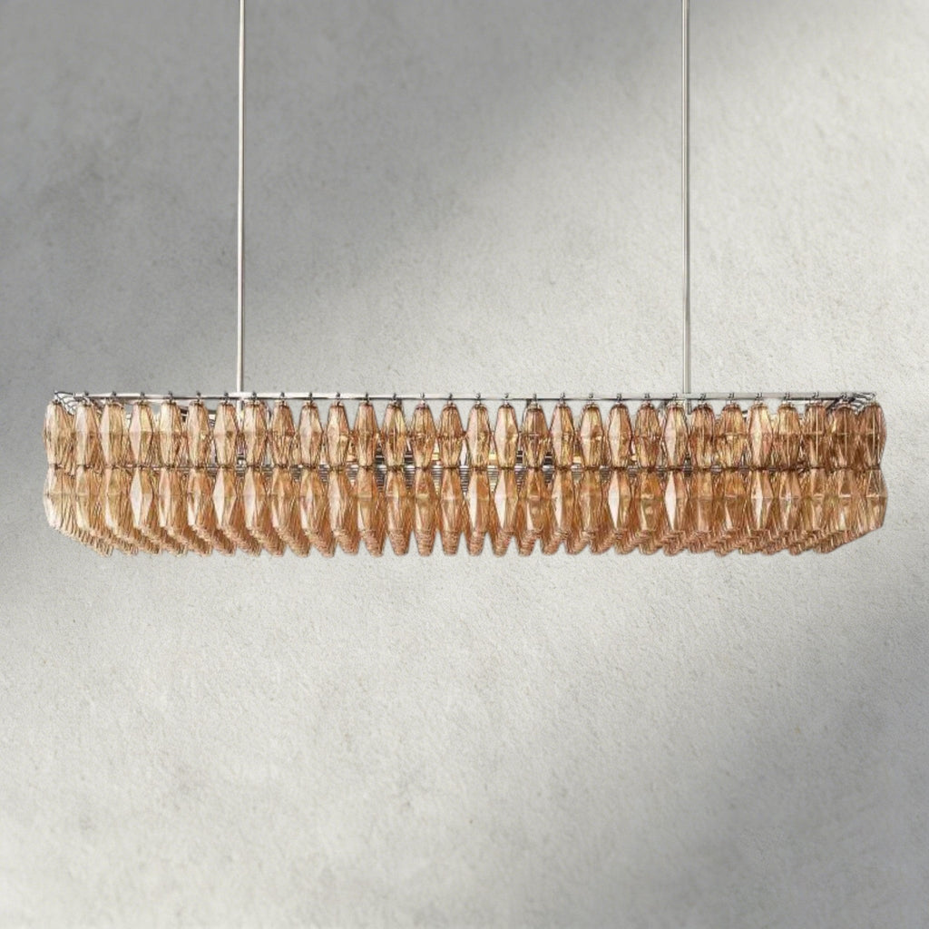 CIHELA CLEAR/ SMOKE GLASS RECTANGULAR CHANDELIER 54", 74" - fovolighting