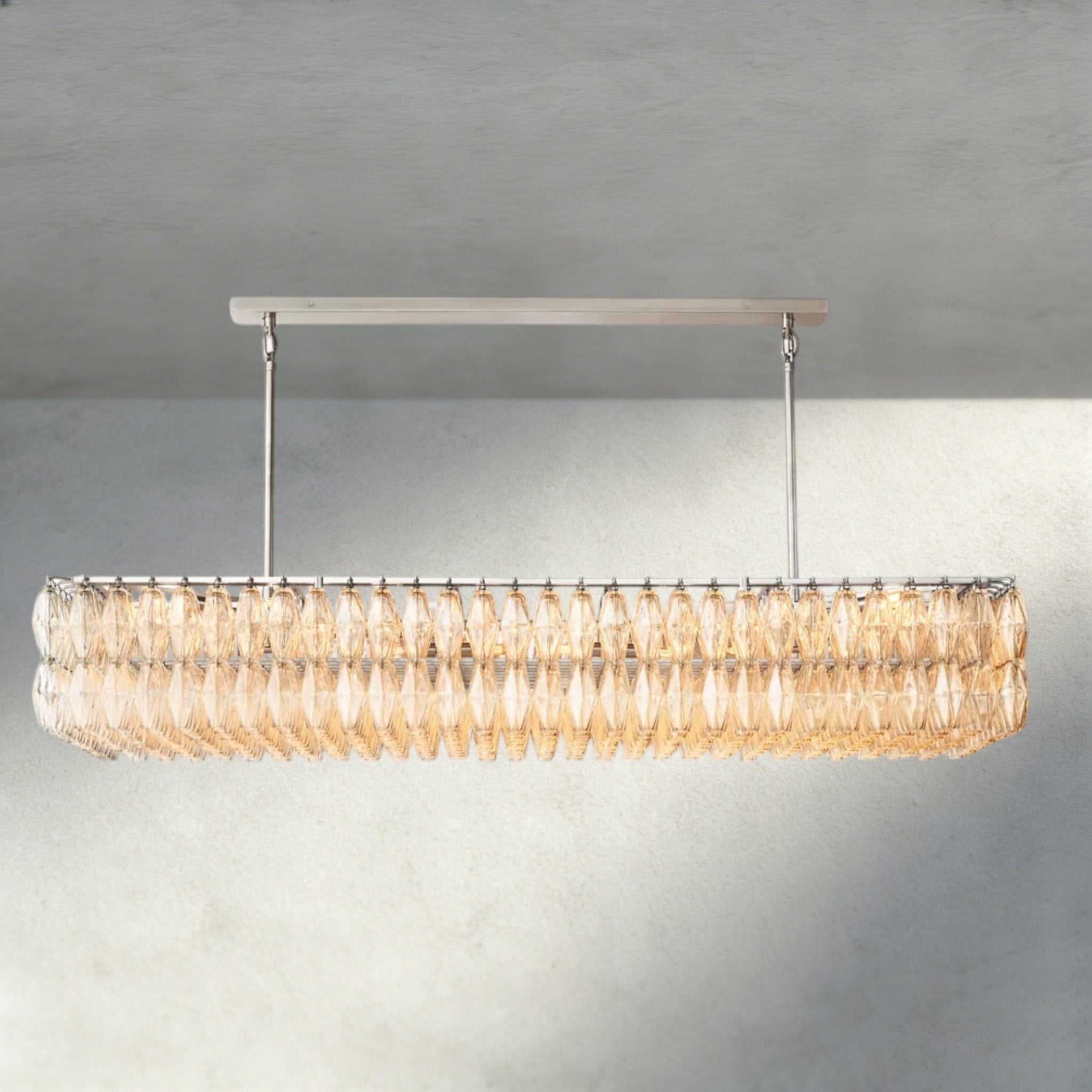 CIHELA CLEAR/ SMOKE GLASS RECTANGULAR CHANDELIER 54", 74" - fovolighting