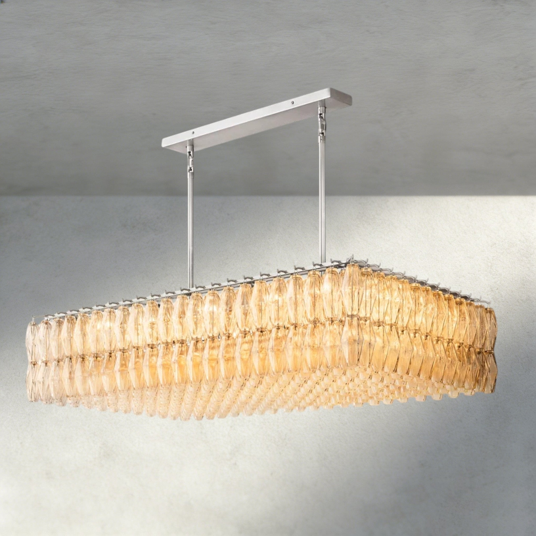 CIHELA CLEAR/ SMOKE GLASS RECTANGULAR CHANDELIER 54", 74" - fovolighting