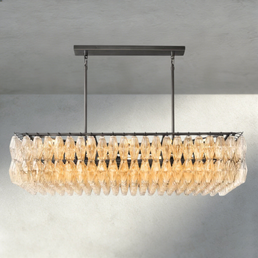 CIHELA CLEAR/ SMOKE GLASS RECTANGULAR CHANDELIER 54", 74" - fovolighting