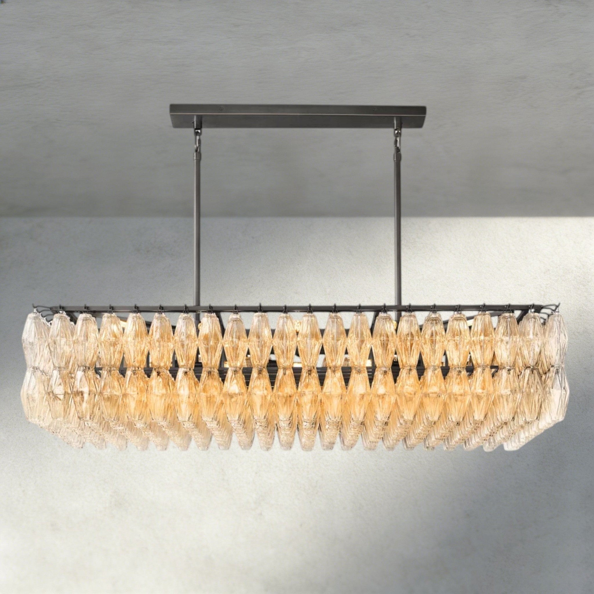 CIHELA CLEAR/ SMOKE GLASS RECTANGULAR CHANDELIER 54", 74" - fovolighting