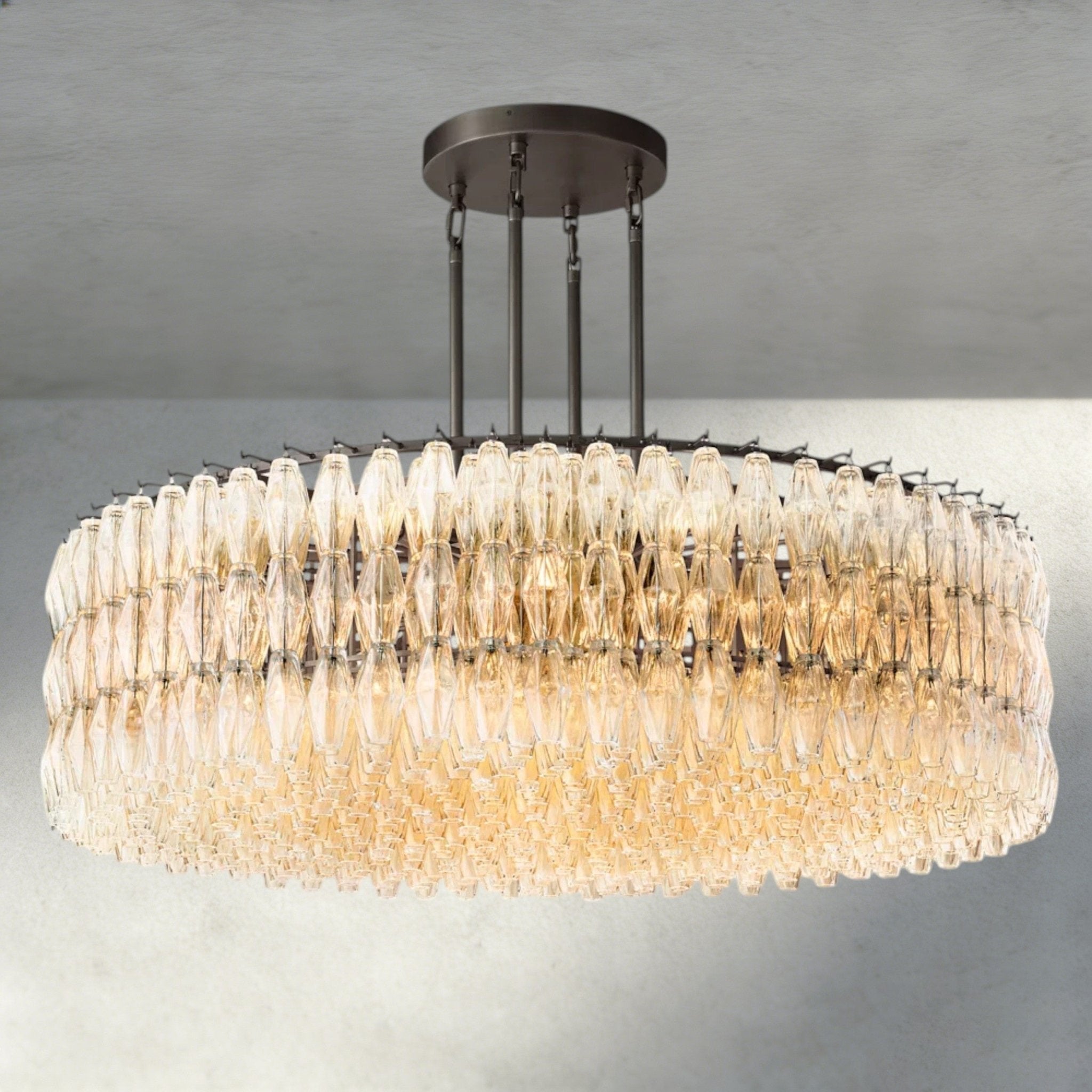CIHELA CLEAR/ SMOKE GLASS ROUND CHANDELIER 37", 47", 62" - fovolighting