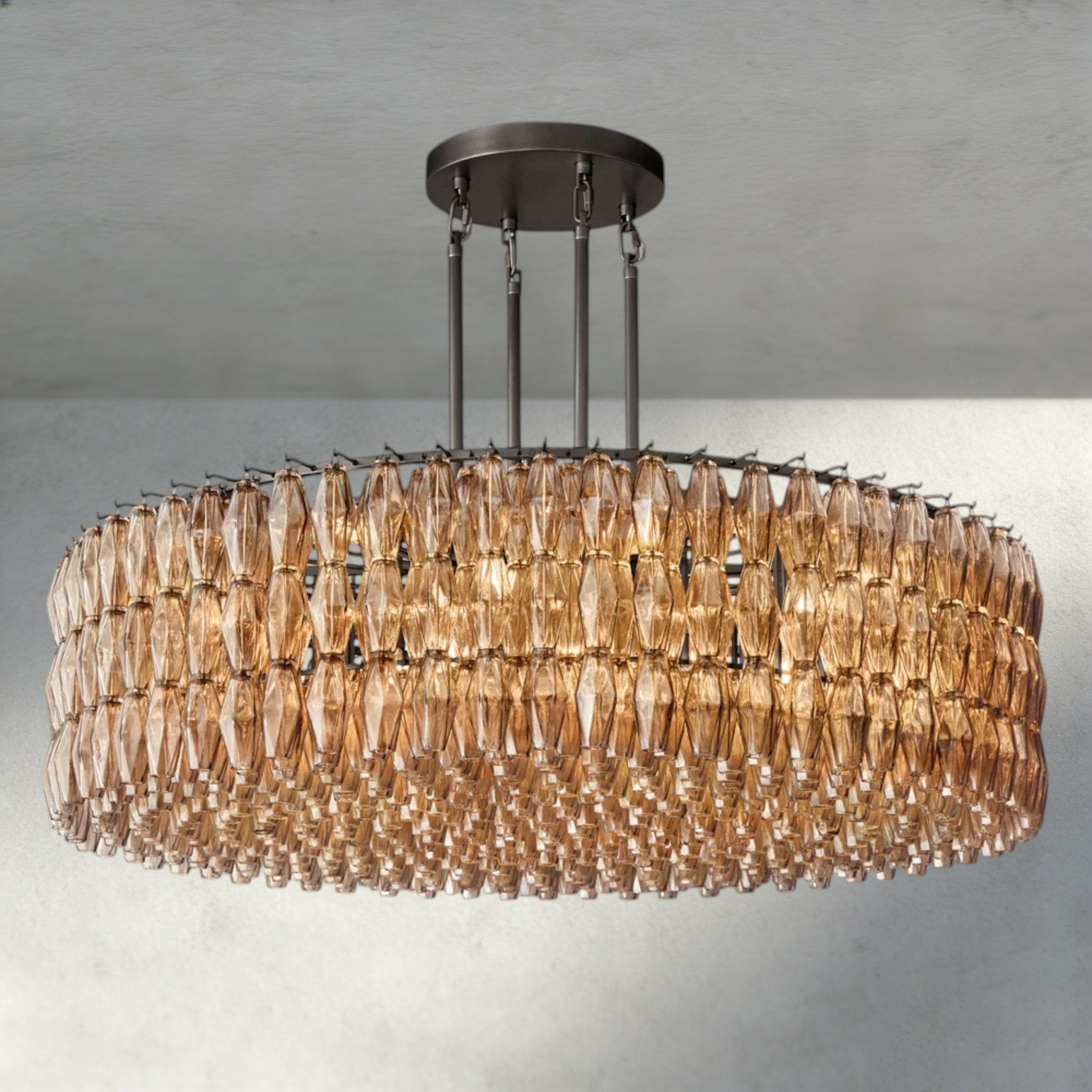 CIHELA CLEAR/ SMOKE GLASS ROUND CHANDELIER 37", 47", 62" - fovolighting