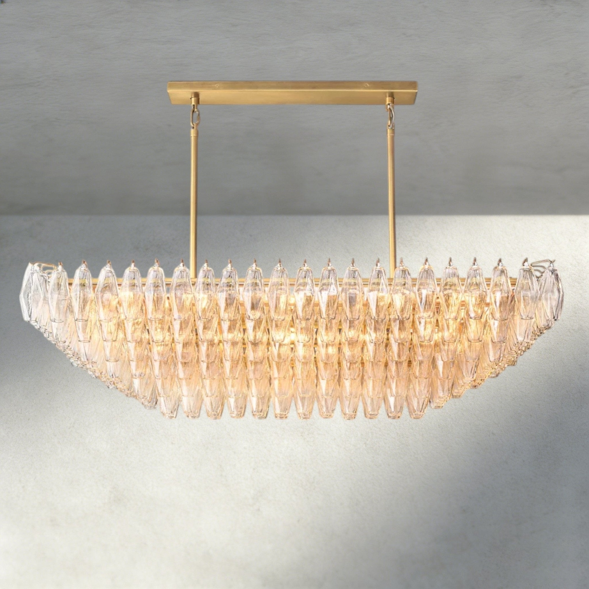 CIHELA CLEAR/ SMOKE GLASS TIERED RECTANGULAR CHANDELIER 54", 74" - fovolighting