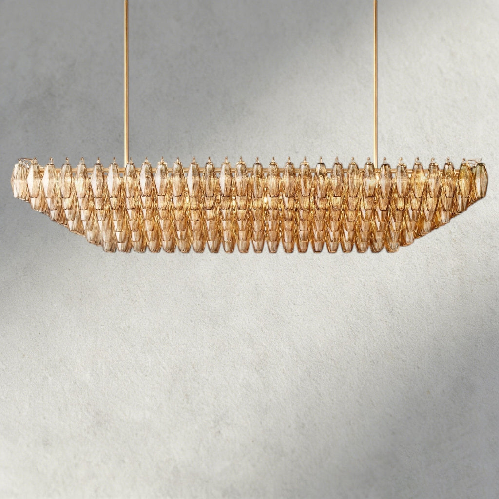 CIHELA CLEAR/ SMOKE GLASS TIERED RECTANGULAR CHANDELIER 54", 74" - fovolighting