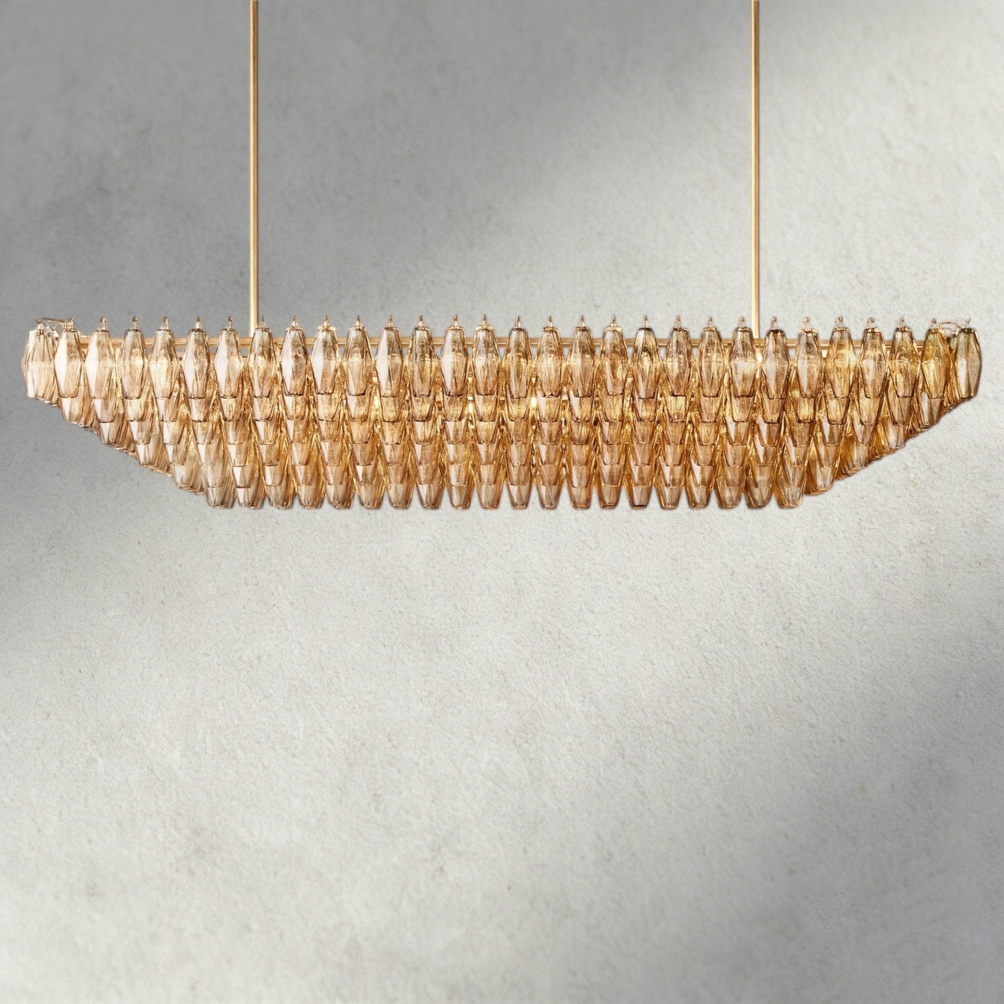 CIHELA CLEAR/ SMOKE GLASS TIERED RECTANGULAR CHANDELIER 54", 74" - fovolighting